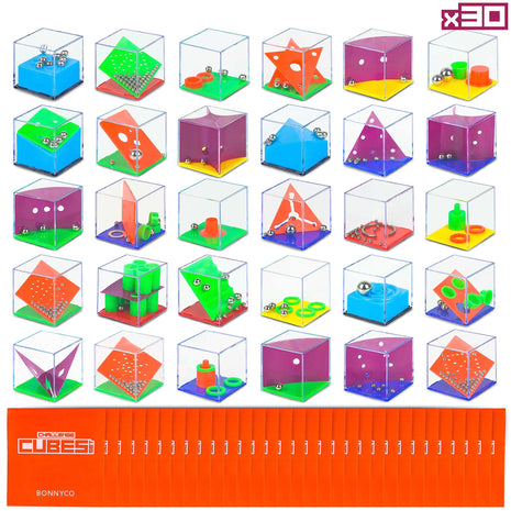 BONNYCO Brain Teaser Puzzles Cubes Kids Party Favors Pack 30. Pinata Goodie Bags Stuffers for Kids 3-5 4-8, Return Gifts for Birthday Party. Mini Puzzle Games, Classroom Prizes, Rewards Stocking