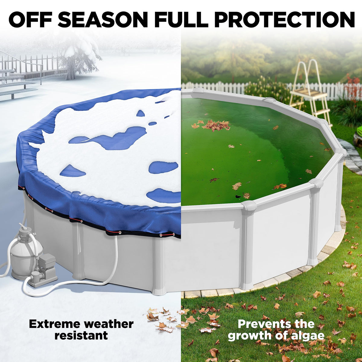 24 Ft Round Premium Heavy-Duty Winter Pool Cover - Royal Blue, Extra Thick and Durable, Tear-Proof, UV-Resistant, Reinforced Edges, Easy Install, All-Season Protection for Above Ground Pools
