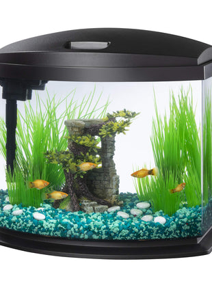 Aqueon LED MiniBow Small Aquarium Fish Tank Kit with SmartClean Technology, Black, 5 Gallon