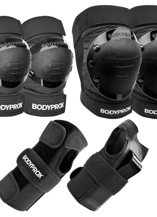 BODYPROX Knee Pads Elbow Pads Wrist Guards Set for Inline Skating, Skateboarding, Roller Derby and BMX Ride.