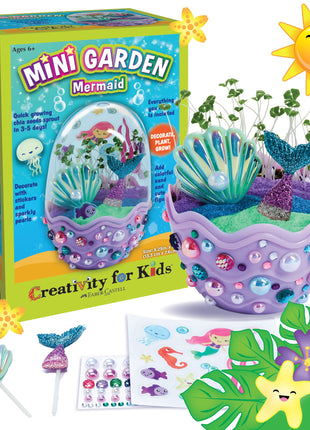 Creativity for Kids Mini Garden: Mermaid Terrarium Kit - Mermaid Gifts for Girls, Crafts and Toys, Stocking Stuffers for Kids (Ages 6+)