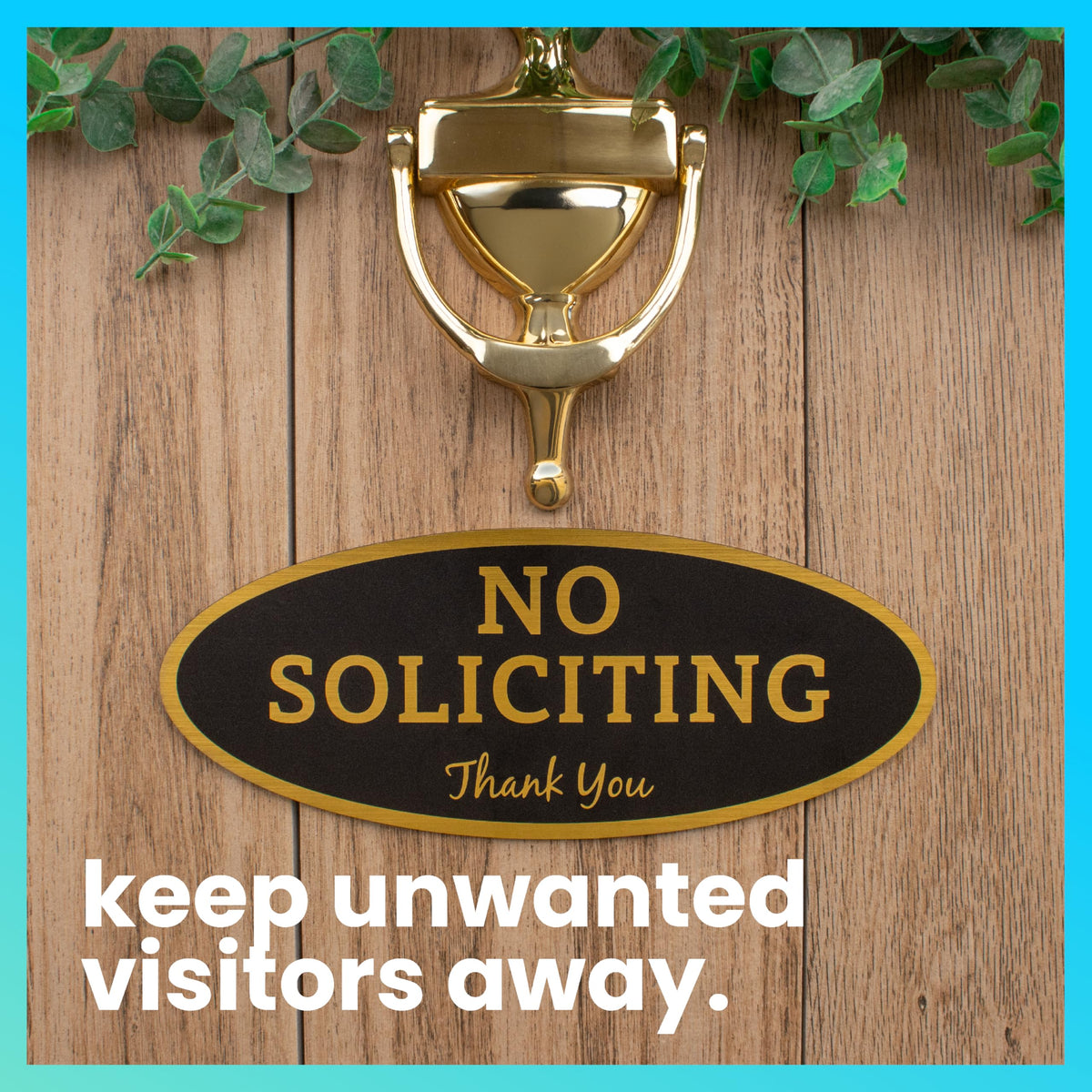 ExcelMark No Soliciting Sign for House or Business – Durable Indoor/Outdoor Sign – Easily Attach to Front Door - UV and Weather Resistant (Small - 2"x 5", Black with Gold Letters)