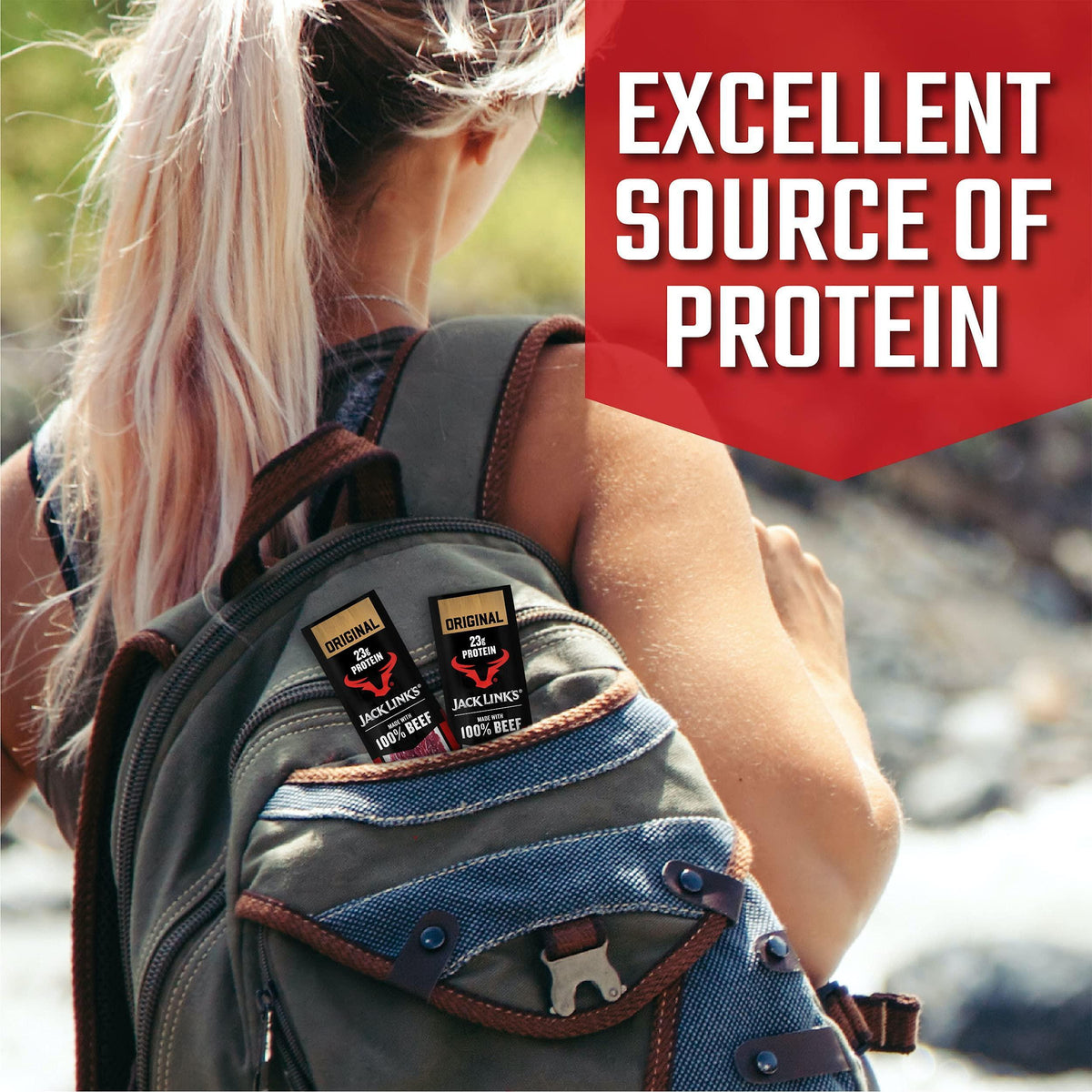 Jack Link's Beef Steak, Original - Protein Snacks, Meat Snack with 23g of Protein, Made with 100% Beef, Individually Wrapped Bulk Snack Pack, Keto Friendly - 2 Oz. (12 Count)