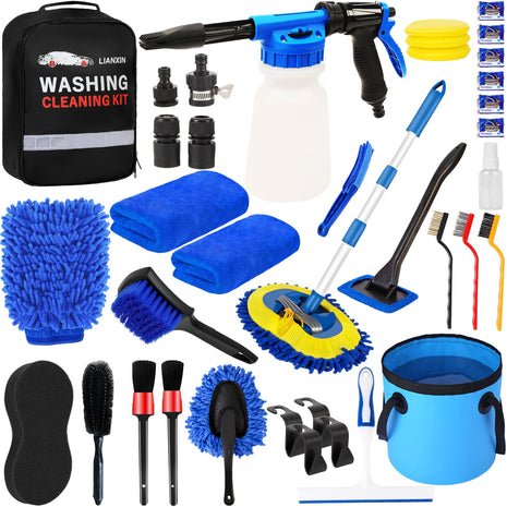 Car Wash Detailing Kit, Car Washing Kit with Foam Gun, Car Wash Brush | Car Wash Kit High-Pressure Foam Spray, Car Cleaning Bucket,Towels Tire Brush Car Washing Kit Is Complete Car Care Tools