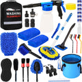 LIANXIN 37Pcs Car Wash Detailing Kit Foam Gun Sprayer Long Handle Foldable Car Wash Brush Bucket Towels Tire Brush Wash Mitt Sponge Duster Brush Car Wash Kit is Complete Car Care Tools