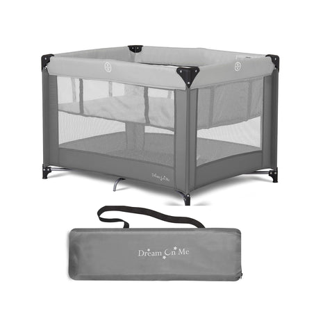 Dream On Me Zazzy Portable Playard with Bassinet - 360? Mesh Visibility, Quick Folding Travel Friendly Design, Carry Bag and Foldable Mattress Pad Included, Compact and Lightweight - Gray