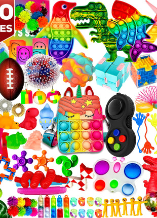 120 Pcs Fidget Toys Pack, Pop Sensory Party Favors Set Gifts for Kids Adults Boy Girl Stocking Stuffers Autistic Bulk Goodie Bag Filler Treasure Box Classroom Prizes School