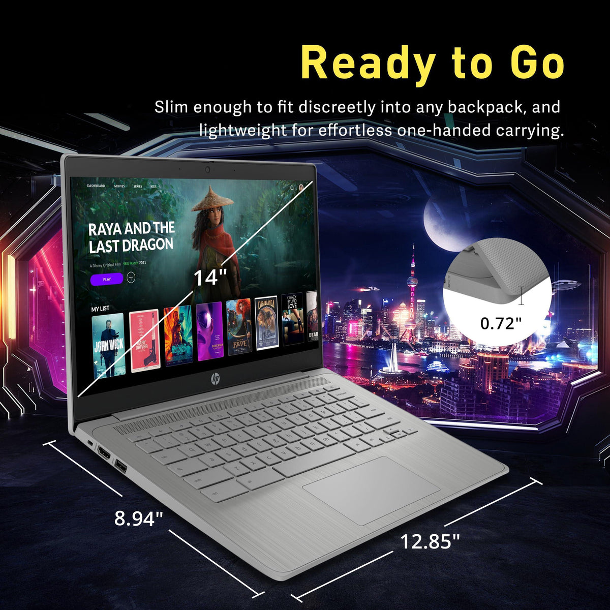 HP Chromebook 14" HD Laptop for Business & Students, Intel Celeron N4120, 4GB LPDDR4, 224GB Storage(64GB eMMC+160GB Docking Station), UHD Graphics, Webcam, Long Battery Life, Chrome OS, Modern Gray