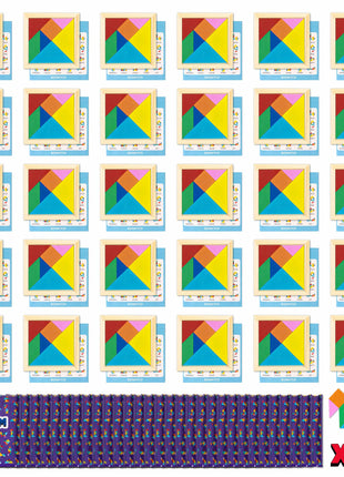 BONNYCO Tangram Puzzle Wooden Pack 30 Kids Party Favors. Goodie Bags Stuffers for Kids 3-5 4-8, Return Gifts for Birthday Party. Goody Bag Stuffers, Pinata Filler Toys Bulk. Classroom Prizes, Rewards