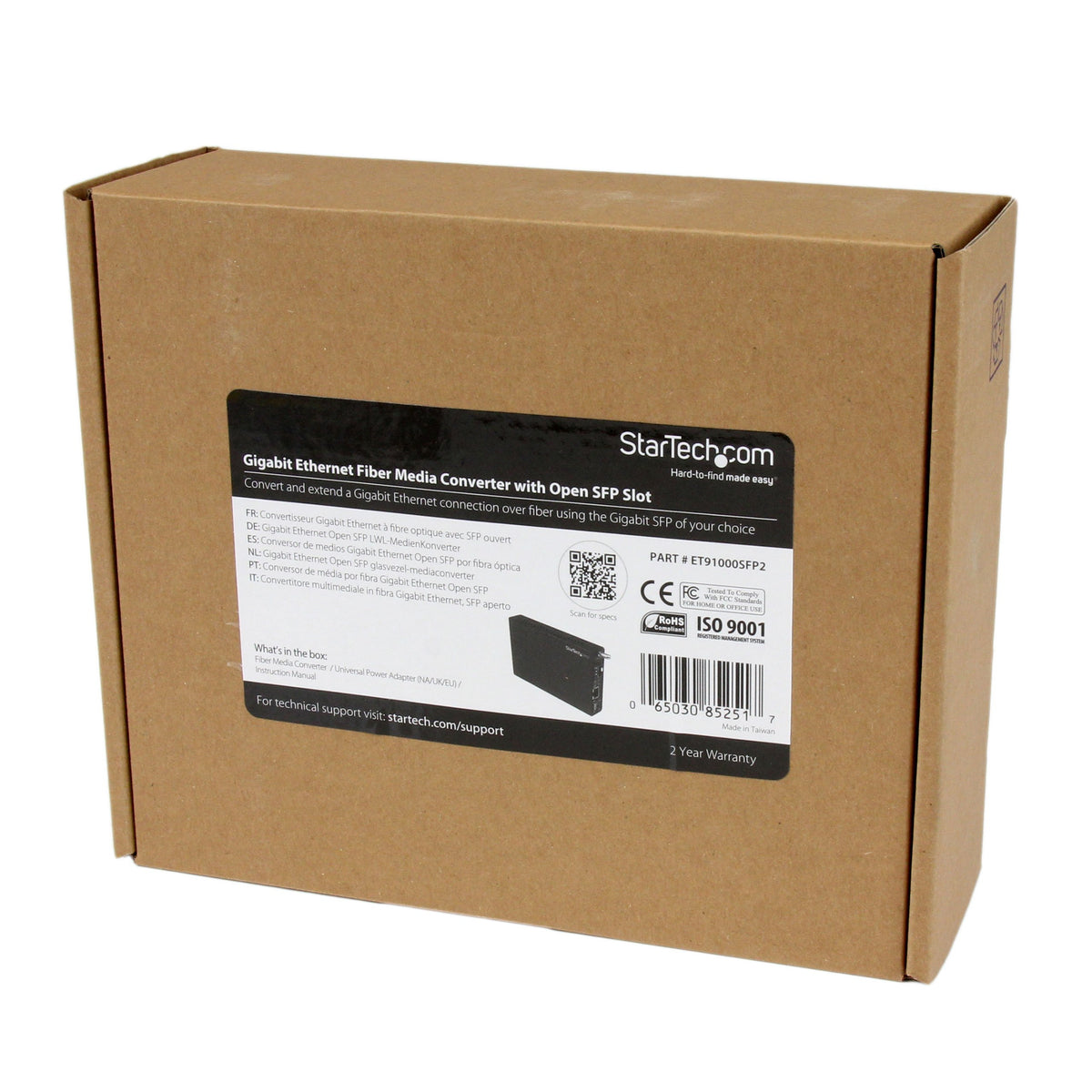 StarTech.com Gigabit Ethernet Fiber Media Converter with Open SFP Slot - Fiber to Ethernet Converter - Gigabit Ethernet Media Converter, TAA (ET91000SFP2)