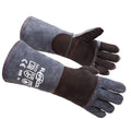 RAPICCA Animal Handling Gloves Bite Proof Double Leather Reinforced Padding Dog,Cat Scratch,Bird Handling Falconry Gloves Grabbing Reptile Squirrel Snake Bite 16in Grey-Black