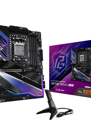 ASRock Phantom Gaming X870E Nova WiFi Socket AM5 AMD Ryzen X870 DDR5 DIMMs 8200 MHz 256 GB ATX Motherboard USB4