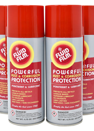 Fluid Film Rust & Corrosion Protection, Metal Surface Penetrant & Lubricant, Marine, Automotive, Industrial, Home, 11.75 Oz Aerosol Spray (Pack of 6)