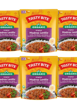 Tasty Bite Organic Madras Lentils, 10 Ounce, Pack of 6, Ready to Eat, Microwavable Entree, Vegetarian