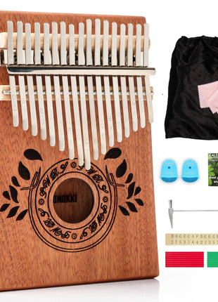 UNOKKI 17-Key Kalimba Thumb Piano - Portable Mahogany Percussion Mbira Instrument - Beginner Tuning Set, Music Instruments for Gift - Light Brown