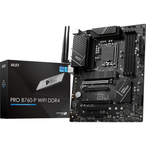 MSI PRO B760-P WiFi DDR4 ProSeries Motherboard - Supports 12th/13th/14th Gen Intel Processors, LGA 1700, DDR4, PCIe 4.0, M.2, 2.5Gbps LAN, USB 3.2 Gen2, HDMI/DP, Wi-Fi 6E, Bluetooth 5.3, ATX