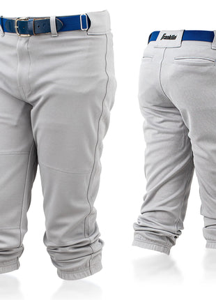 Franklin Sports Youth Baseball Knicker Style + Knee High Softball Pants for Kids - Boys + Girls with Belt Loop - Grey - Youth Small