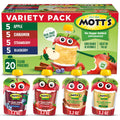 Mott's No Sugar Added Applesauce Variety Pack, 4 Flavors – Apple, Strawberry, Cinnamon & Blueberry, Made from Real Fruit, No Artificial Flavors, 3.2 Clear Pouches, 20 Pack