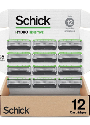 Schick Hydro Sensitive 5-Blade Mens Razor Blades Refills, 12ct