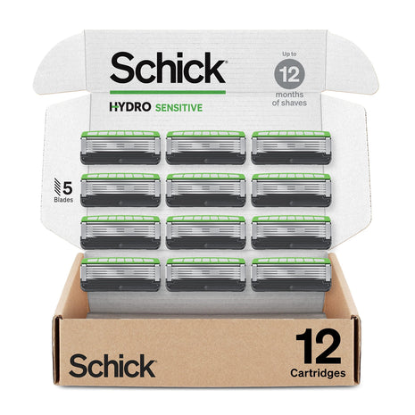 Schick Hydro Sensitive 5-Blade Mens Razor Blades Refills, 12ct