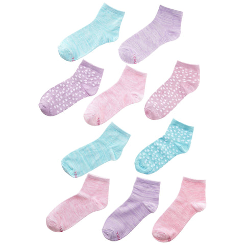 Hanes Girls' Big ComfortSoft Socks, Ankle & No Show Soft Stretch, 10-Pack, Ankle-Pink/Lavender/Teal-10 Pack, Medium