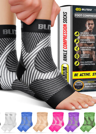 Compression Socks for Plantar Fasciitis, Achilles Tendonitis, Arthritis Relief, Ankle Brace Compression Sleeve with Foot Arch Support, Ankle Wrap for Women, Men, Swelling & Heel Pain Black L xL