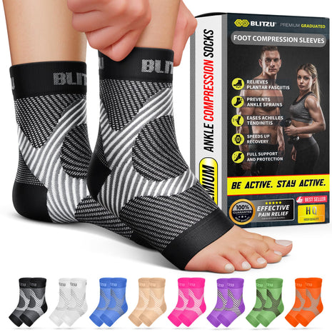 Compression Socks for Plantar Fasciitis, Achilles Tendonitis, Arthritis Relief, Ankle Brace Compression Sleeve with Foot Arch Support, Ankle Wrap for Women, Men, Swelling & Heel Pain Black L xL