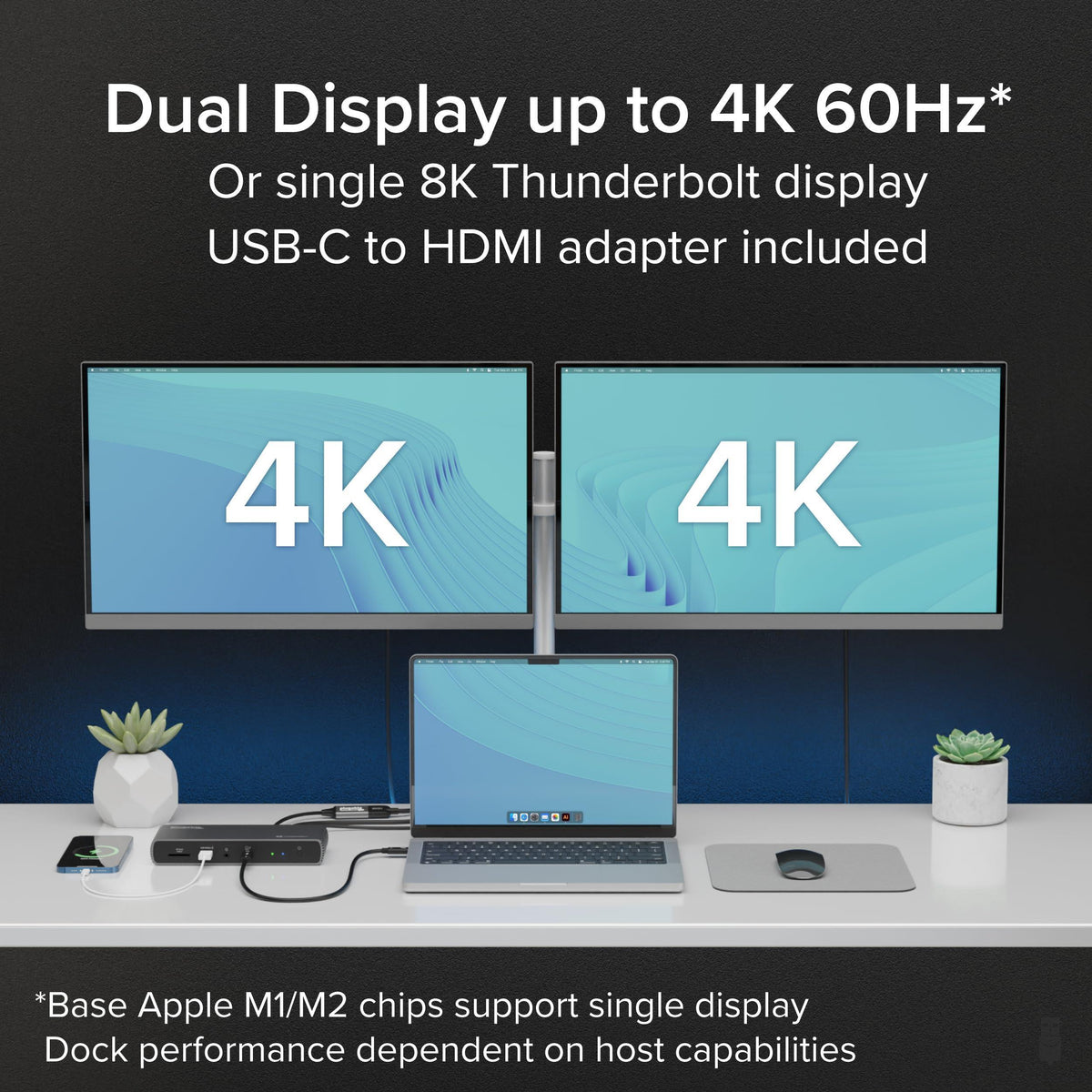 Plugable Thunderbolt 4 Dock with 100W Charging, Thunderbolt Certified, 3X Thunderbolt Ports, Laptop Docking Station Dual Monitor Single 8K or Dual 4K Monitor, 2.5G Ethernet, 1x SD, 4X USB