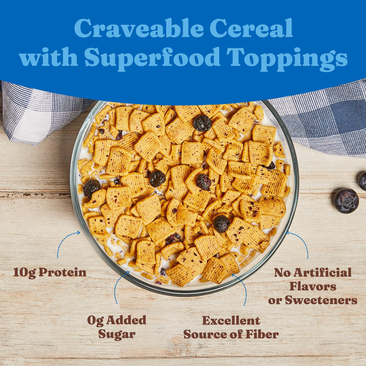 Catalina Crunch Protein Cereal - Breakfast Cereal with 10g of Protein, No Added Sugar - Gluten Free, Keto Friendly - Blueberry Muffin - 8 oz. Bag (Pack of 1)