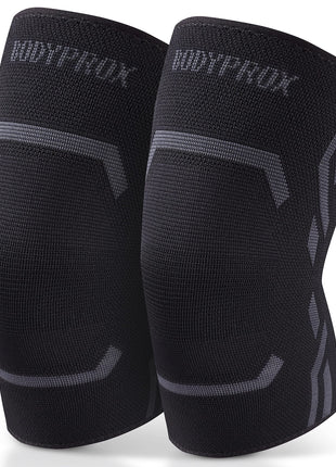 Bodyprox Knee Compression Sleeve for Men and Women (2 Pack), Knee Support Brace for Running and Work out (Medium)