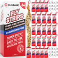 Fly Strips Indoor Sticky Hanging 24pk with Pins. Non Toxic Outdoor Fly Trap Indoor for Home. Flies Tape Paper Trap Ribbon Roll for House Gnat Fruit and Housefly. Bug Catchers for Inside Home Flypaper