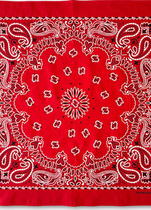 The Peacock Crew Red Bandana for Men and Women in Premium Soft Cotton – Classic Western Cowboy Paisley Scarf, Versatile Headband or Neck Accessory, Gift Kraft Packaging