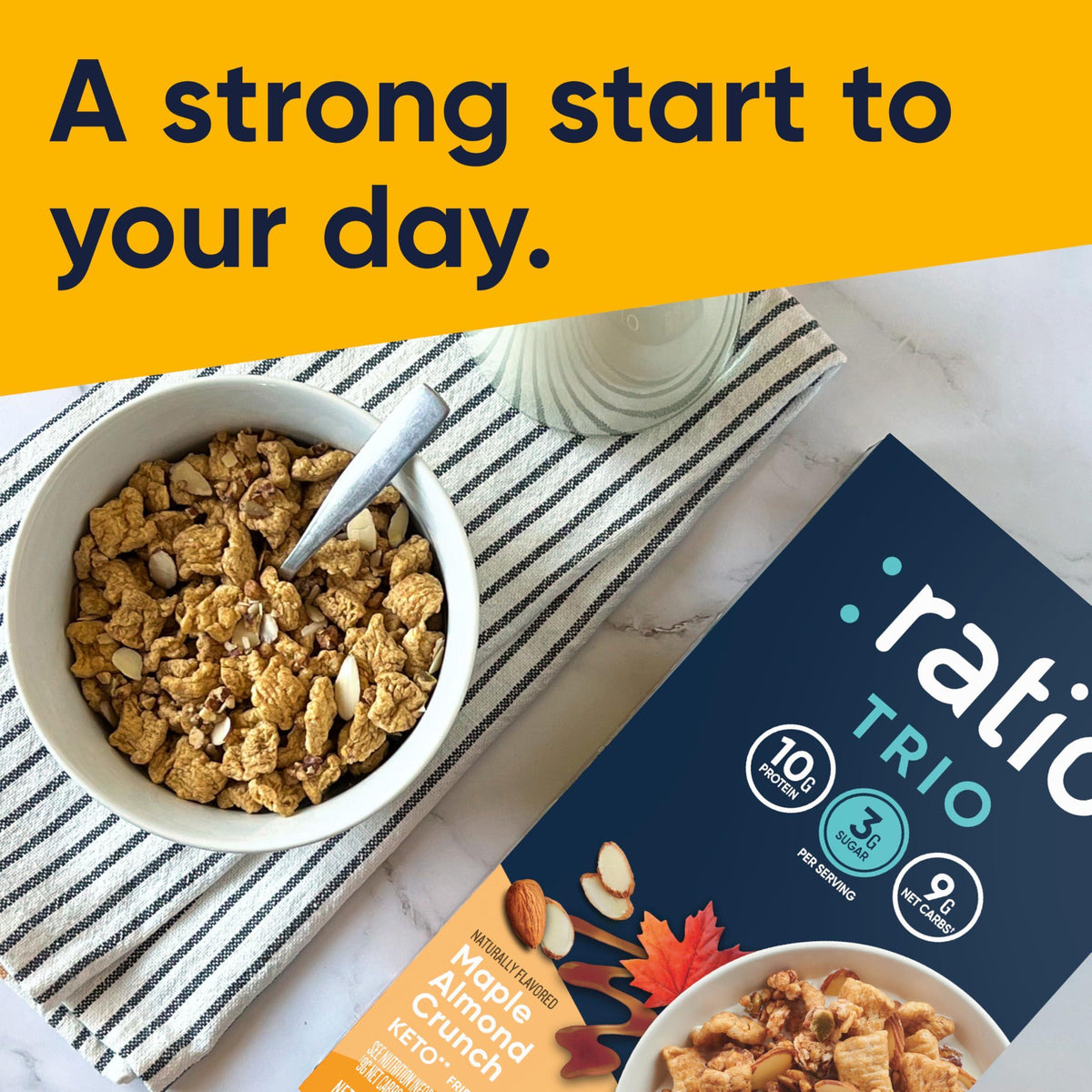 Ratio Trio Maple Almond Crunch Cereal, 10g Protein, Keto Friendly, 10.4 oz
