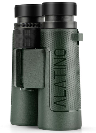 Alatino 12x42 High Powered Binoculars with Harness, Optical Solution Features Bak-4 Prisms & FMC Lens for Bird Watching, Hunting, Extended Travel and Cruise (Green)