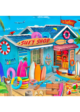 300 Piece Puzzle for Adults Kids Seniors - Beach Surf Shop - Summer Beach Puzzle