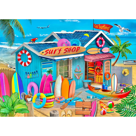300 Piece Puzzle for Adults Kids Seniors - Beach Surf Shop - Summer Beach Puzzle