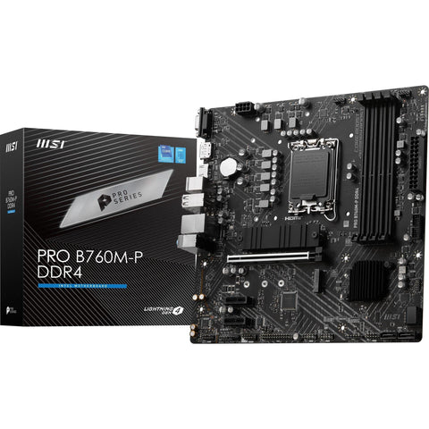 MSI PRO B760M-P DDR4 ProSeries Motherboard (Supports 12th/13th/14th Gen Intel Processors, LGA 1700, DDR4, PCIe 4.0, M.2, USB 3.2 Gen2, HDMI/DP, mATX)