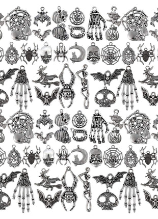 Hicarer 80 Pieces Antique Silver Pendants Charms Pendants Gothic Jewelry Making Accessory for DIY Necklace Bracelet