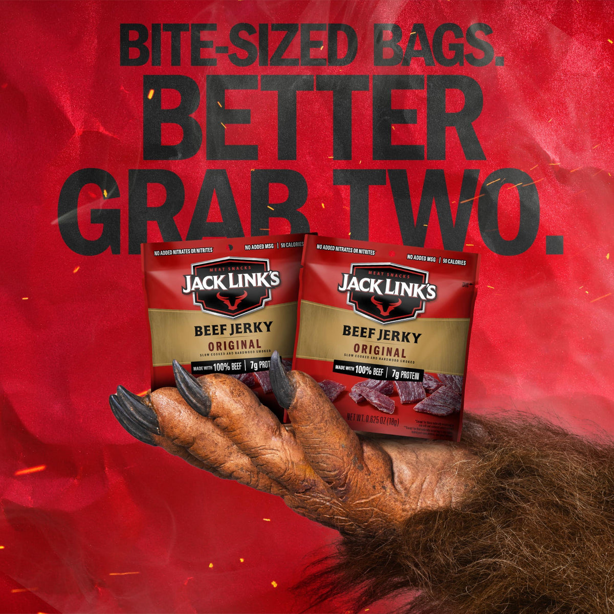 Jack Link's Beef Jerky, Original, Multipack Bags - Flavorful Meat Snacks for Lunches, Ready to Eat Protein Snacks, Individual Packs - 7g of Protein, Made with 100% Beef - 0.625 oz (Pack of 5)