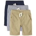 The Children's Place boys Pull on Jogger Shorts, Fin Gray/Flax/Tidal 3 Pack, 8 US