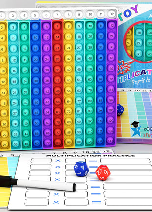 COOVA Multiplication Chart Pop It - Multiplication Game Board, 12x12 Times Table Math Game Board for Kids Learning, Educational Multiplication Machine Toy