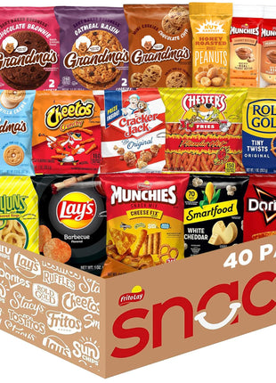 Frito Lay Ultimate Snack Care Package, Variety Assortment of Chips, Cookies, Crackers & More, (Pack of 40)