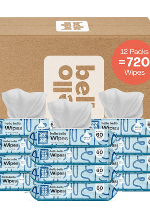 Hello Bello Premium Fragrance-Free Travel Size Baby Wipes, with Chamomile & Aloe Extracts for Sensitive Skin - 1 Resealable Pack = 20 Total Wipes