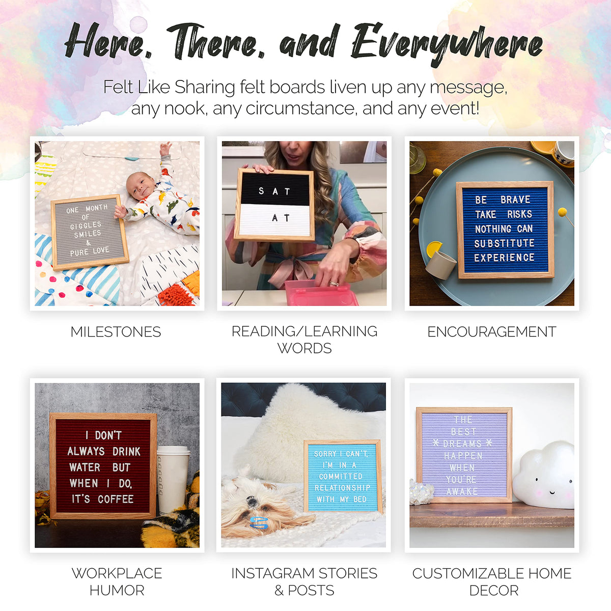 Felt Letter Board, 10x10in Changeable Letter Board with Letters White 300 Piece - Felt Message Board, Oak Frame Wooden Letter Board for Baby Announcements, Milestones, Office Decor & More (Black)