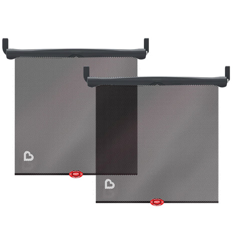 Munchkin Brica Sun Safety Car Window Shade with Heat Alert, Helps Block UVA/UVB Rays, 2 Pack, Black