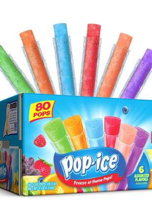 Pop Ice Popsicle Variety Pack of 1 Oz Freezer Bars, Assorted Flavors, 80 Count