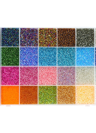 Ybxjges 24000Pcs 2mm Glass Seed Beads Kit, with 28 Colors Small Beads Kit for Girls,Women and Adults,Bracelets, Necklaces,Earring,Jewelry Making Supplies
