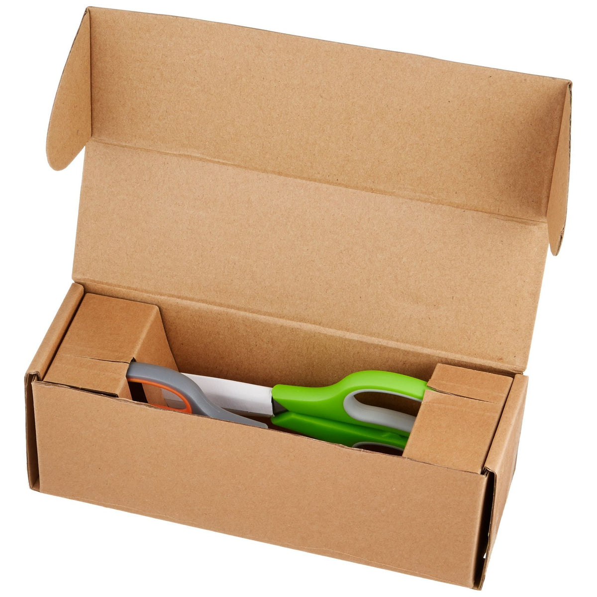 Amazon Basics Stainless Steel Scissors for Office, Crafts, Multipurpose, Sharp, Comfort Grip, PVD Coated, 2 Pack, Green and Grey
