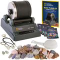Blue Marble National Geographic Rock Tumbler Kit – Hobby Edition Includes Rough Gemstones, and 4 Polishing Grits, Great STEM Science Kit for Geology Enthusiasts, Rock Polisher for Kids and Adults