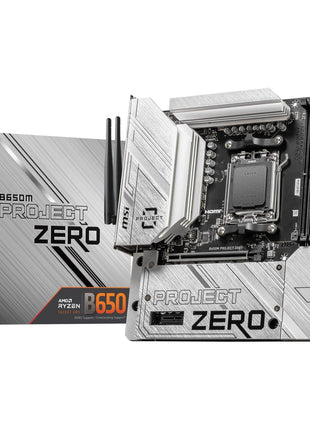 MSI B650M Project Zero Gaming Motherboard (AMD Ryzen 9000/8000/7000 Series Processors, AM5, DDR5, PCIe 4.0, M.2 Slots, SATA 6Gb/s, USB 3.2 Gen 2, HDMI/DP, Wi-Fi 6E, Bluetooth 5.3, 2.5Gbps LAN, mATX)